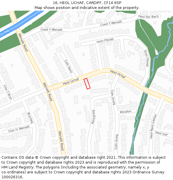 16, HEOL UCHAF, CARDIFF, CF14 6SP: Location map and indicative extent of plot