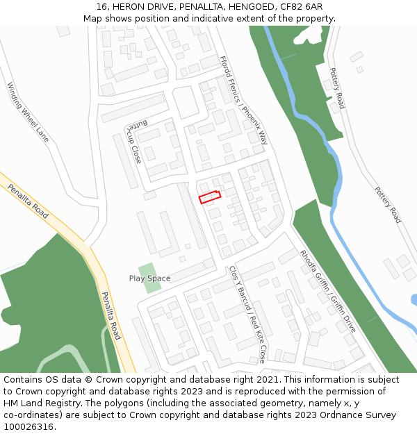 16, HERON DRIVE, PENALLTA, HENGOED, CF82 6AR: Location map and indicative extent of plot