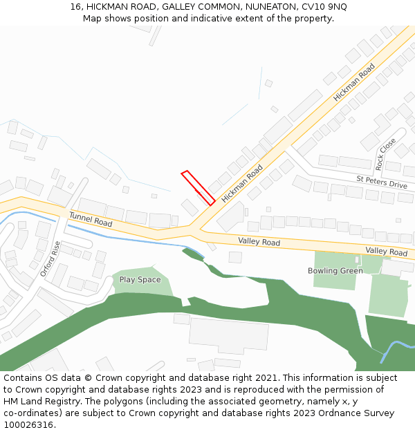 16, HICKMAN ROAD, GALLEY COMMON, NUNEATON, CV10 9NQ: Location map and indicative extent of plot