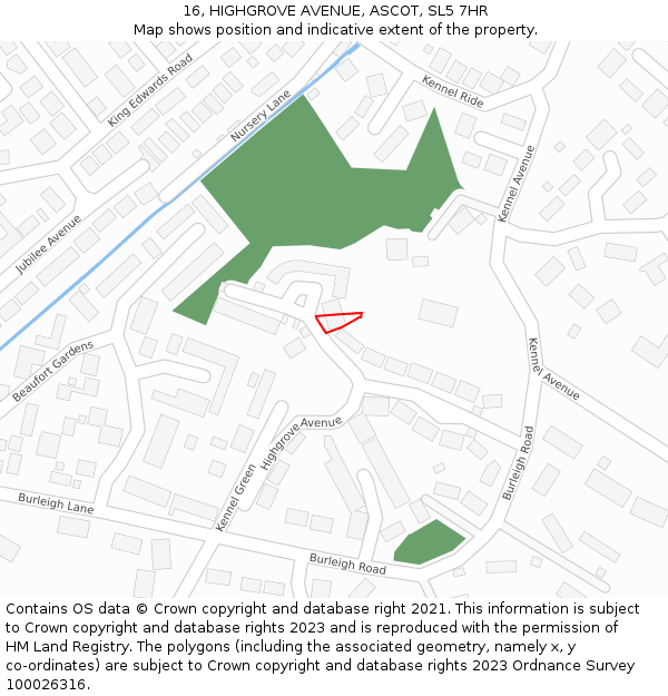 16, HIGHGROVE AVENUE, ASCOT, SL5 7HR: Location map and indicative extent of plot