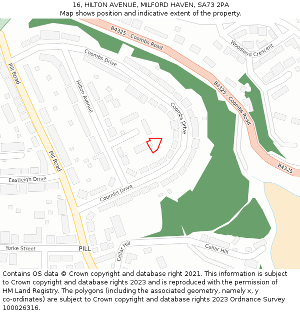 16, HILTON AVENUE, MILFORD HAVEN, SA73 2PA: Location map and indicative extent of plot
