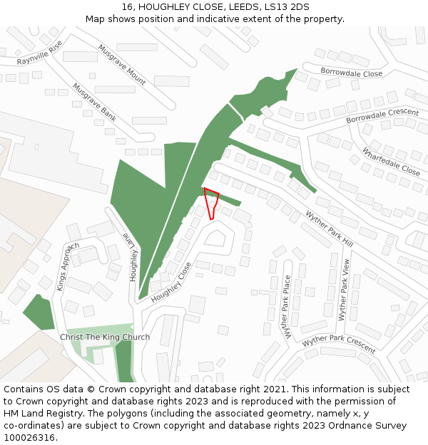 16, HOUGHLEY CLOSE, LEEDS, LS13 2DS: Location map and indicative extent of plot