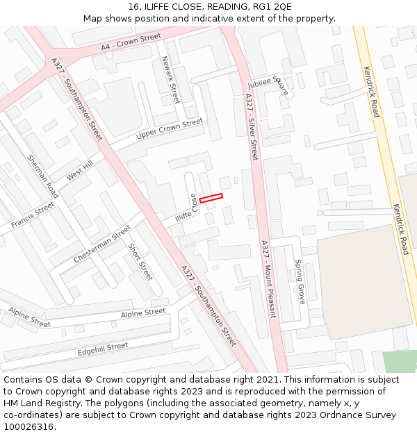 16, ILIFFE CLOSE, READING, RG1 2QE: Location map and indicative extent of plot