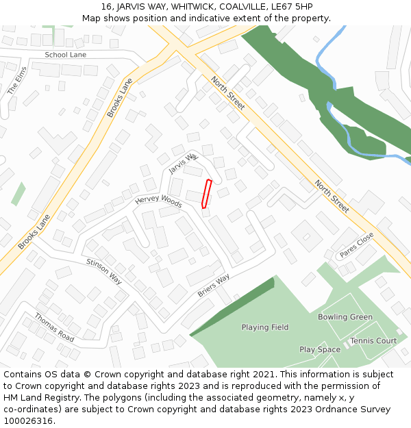 16, JARVIS WAY, WHITWICK, COALVILLE, LE67 5HP: Location map and indicative extent of plot