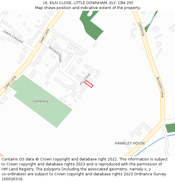 16, KILN CLOSE, LITTLE DOWNHAM, ELY, CB6 2SF: Location map and indicative extent of plot