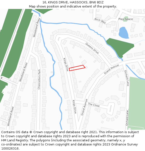 16, KINGS DRIVE, HASSOCKS, BN6 8DZ: Location map and indicative extent of plot