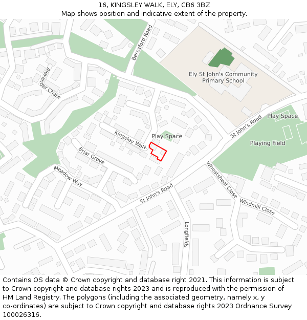16, KINGSLEY WALK, ELY, CB6 3BZ: Location map and indicative extent of plot
