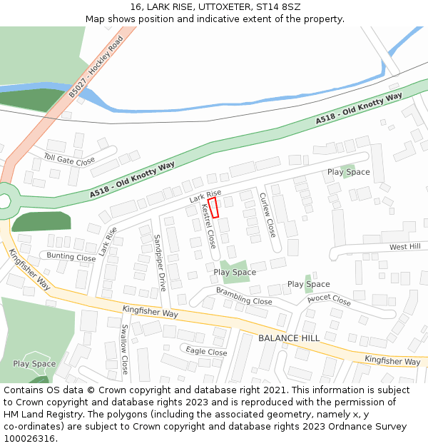 16, LARK RISE, UTTOXETER, ST14 8SZ: Location map and indicative extent of plot