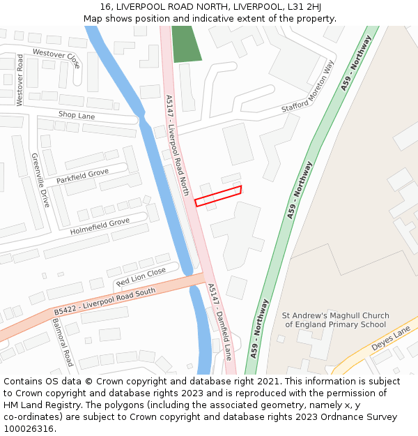 16, LIVERPOOL ROAD NORTH, LIVERPOOL, L31 2HJ: Location map and indicative extent of plot
