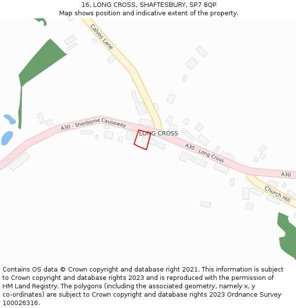 16, LONG CROSS, SHAFTESBURY, SP7 8QP: Location map and indicative extent of plot