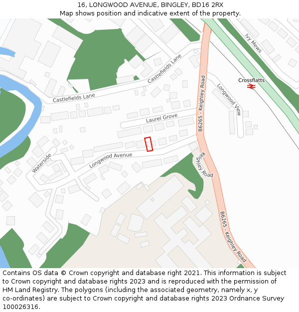 16, LONGWOOD AVENUE, BINGLEY, BD16 2RX: Location map and indicative extent of plot