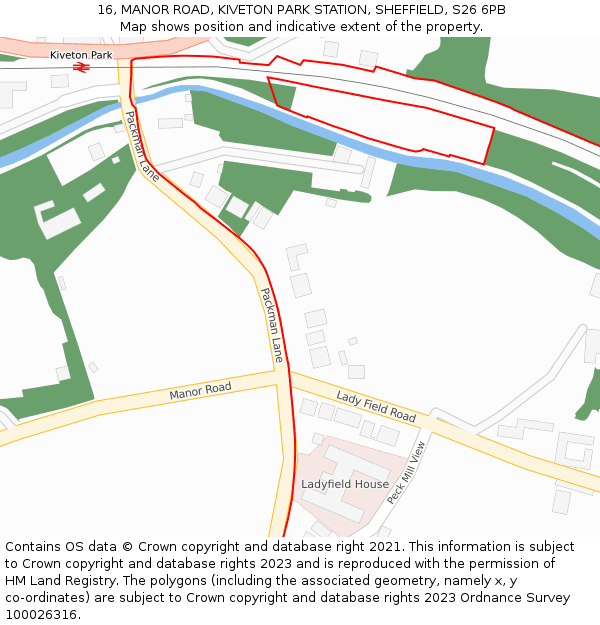 16, MANOR ROAD, KIVETON PARK STATION, SHEFFIELD, S26 6PB: Location map and indicative extent of plot
