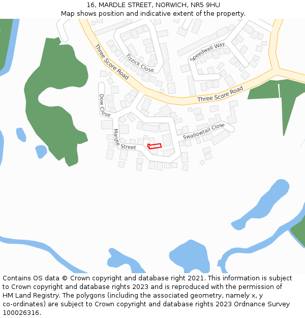16, MARDLE STREET, NORWICH, NR5 9HU: Location map and indicative extent of plot