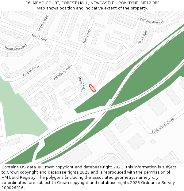 16, MEAD COURT, FOREST HALL, NEWCASTLE UPON TYNE, NE12 9RF: Location map and indicative extent of plot