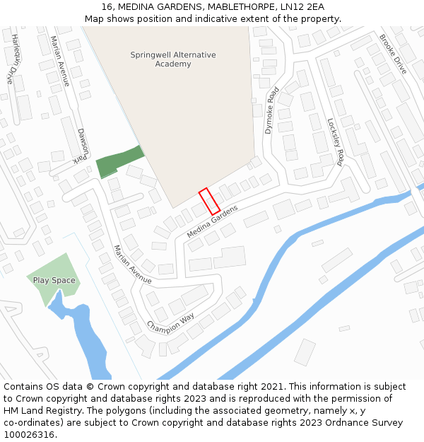 16, MEDINA GARDENS, MABLETHORPE, LN12 2EA: Location map and indicative extent of plot