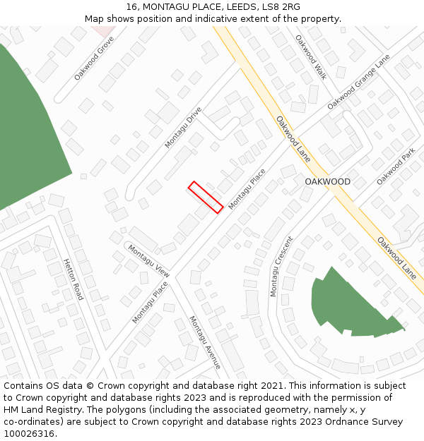 16, MONTAGU PLACE, LEEDS, LS8 2RG: Location map and indicative extent of plot