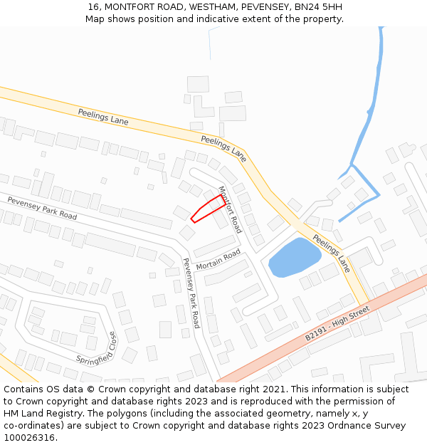 16, MONTFORT ROAD, WESTHAM, PEVENSEY, BN24 5HH: Location map and indicative extent of plot