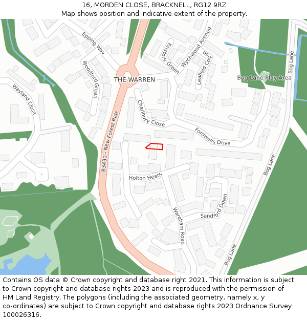 16, MORDEN CLOSE, BRACKNELL, RG12 9RZ: Location map and indicative extent of plot