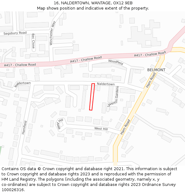 16, NALDERTOWN, WANTAGE, OX12 9EB: Location map and indicative extent of plot