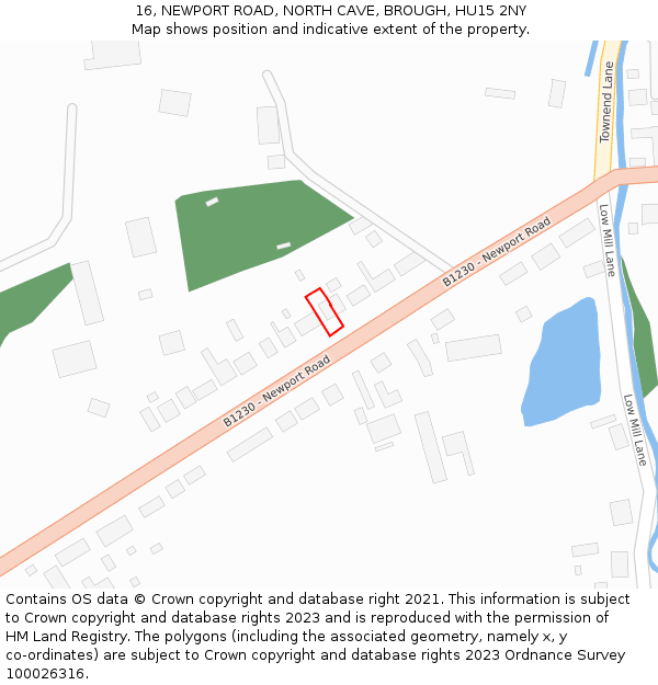 16, NEWPORT ROAD, NORTH CAVE, BROUGH, HU15 2NY: Location map and indicative extent of plot
