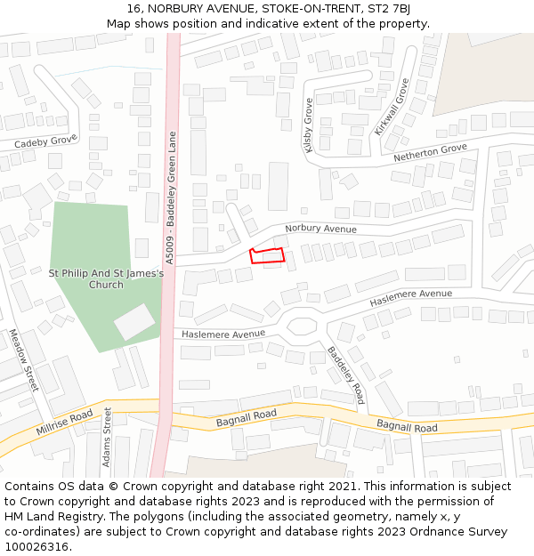16, NORBURY AVENUE, STOKE-ON-TRENT, ST2 7BJ: Location map and indicative extent of plot