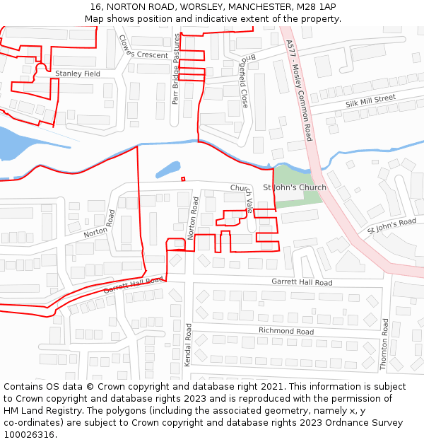 16, NORTON ROAD, WORSLEY, MANCHESTER, M28 1AP: Location map and indicative extent of plot