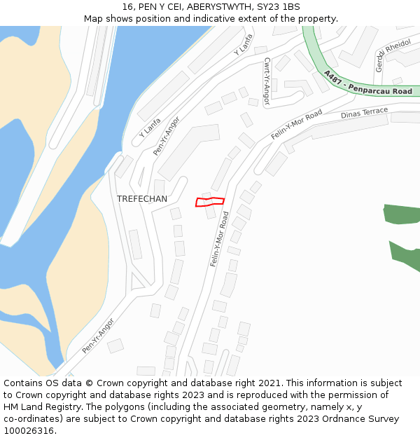 16, PEN Y CEI, ABERYSTWYTH, SY23 1BS: Location map and indicative extent of plot