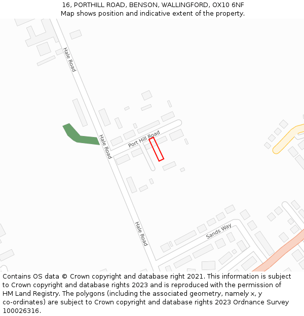 16, PORTHILL ROAD, BENSON, WALLINGFORD, OX10 6NF: Location map and indicative extent of plot