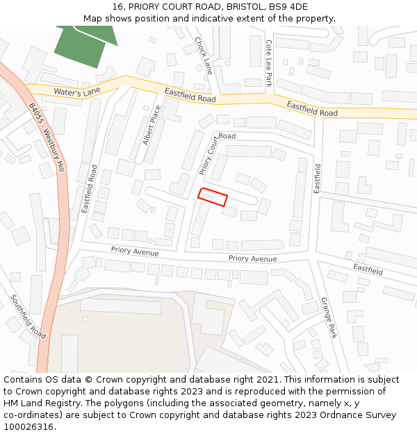 16, PRIORY COURT ROAD, BRISTOL, BS9 4DE: Location map and indicative extent of plot