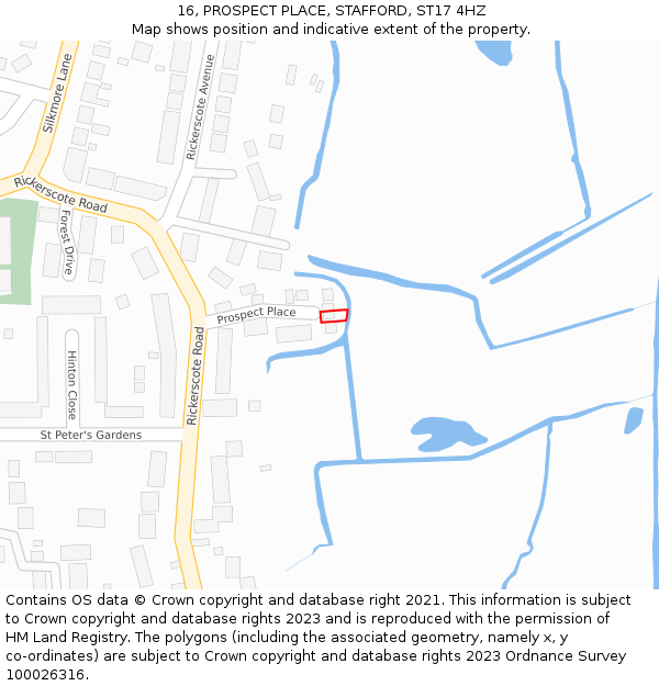 16, PROSPECT PLACE, STAFFORD, ST17 4HZ: Location map and indicative extent of plot