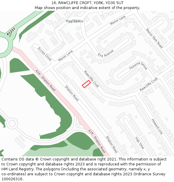 16, RAWCLIFFE CROFT, YORK, YO30 5UT: Location map and indicative extent of plot