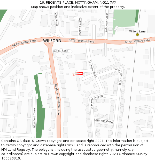 16, REGENTS PLACE, NOTTINGHAM, NG11 7AY: Location map and indicative extent of plot