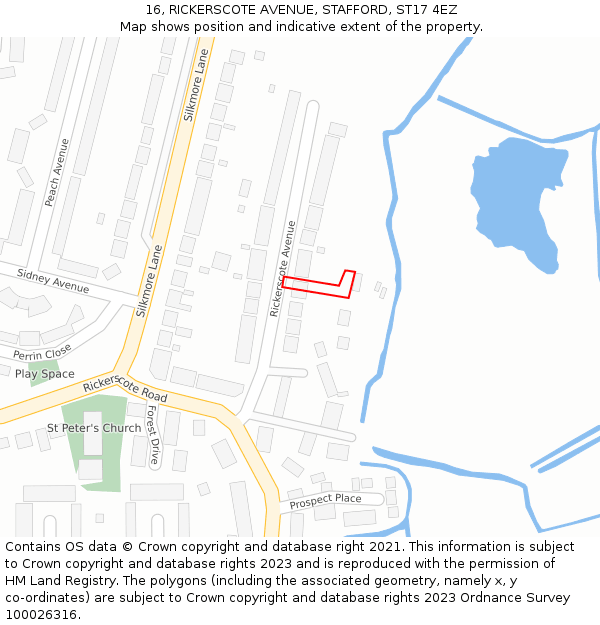 16, RICKERSCOTE AVENUE, STAFFORD, ST17 4EZ: Location map and indicative extent of plot