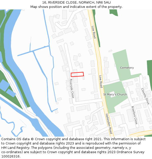 16, RIVERSIDE CLOSE, NORWICH, NR6 5AU: Location map and indicative extent of plot