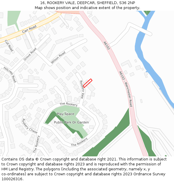 16, ROOKERY VALE, DEEPCAR, SHEFFIELD, S36 2NP: Location map and indicative extent of plot