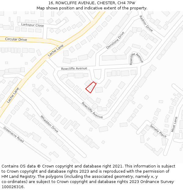 16, ROWCLIFFE AVENUE, CHESTER, CH4 7PW: Location map and indicative extent of plot