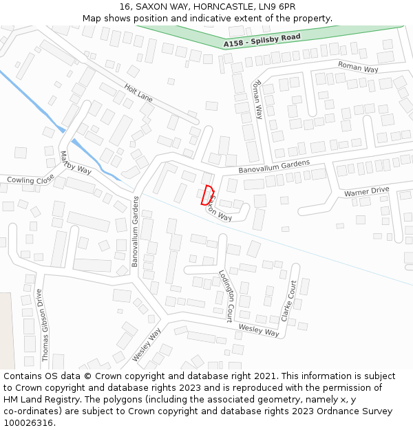 16, SAXON WAY, HORNCASTLE, LN9 6PR: Location map and indicative extent of plot