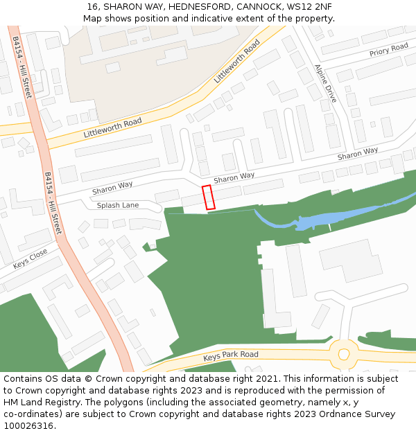 16, SHARON WAY, HEDNESFORD, CANNOCK, WS12 2NF: Location map and indicative extent of plot