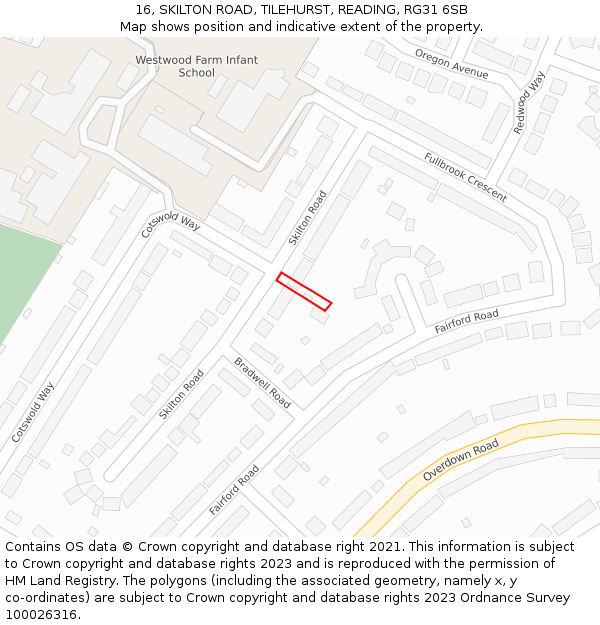 16, SKILTON ROAD, TILEHURST, READING, RG31 6SB: Location map and indicative extent of plot