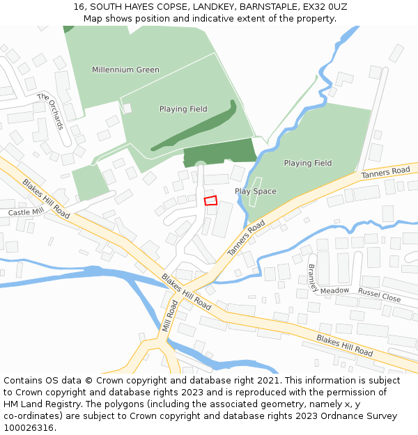 16, SOUTH HAYES COPSE, LANDKEY, BARNSTAPLE, EX32 0UZ: Location map and indicative extent of plot