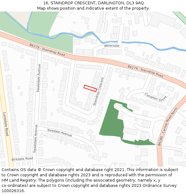 16, STAINDROP CRESCENT, DARLINGTON, DL3 9AQ: Location map and indicative extent of plot