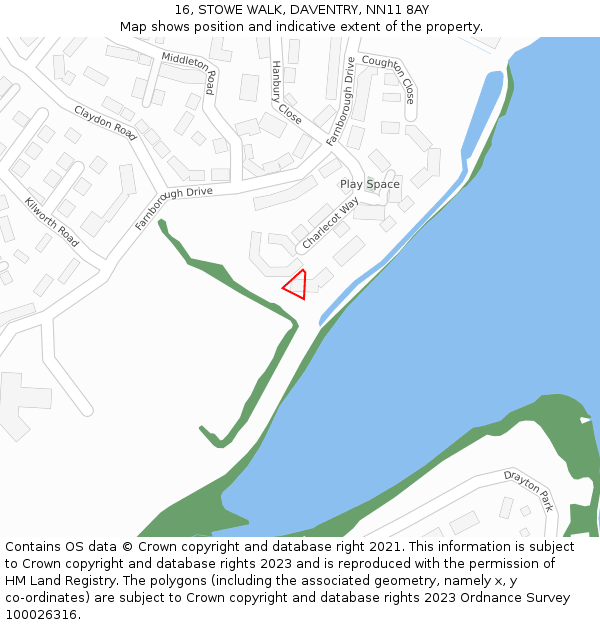 16, STOWE WALK, DAVENTRY, NN11 8AY: Location map and indicative extent of plot