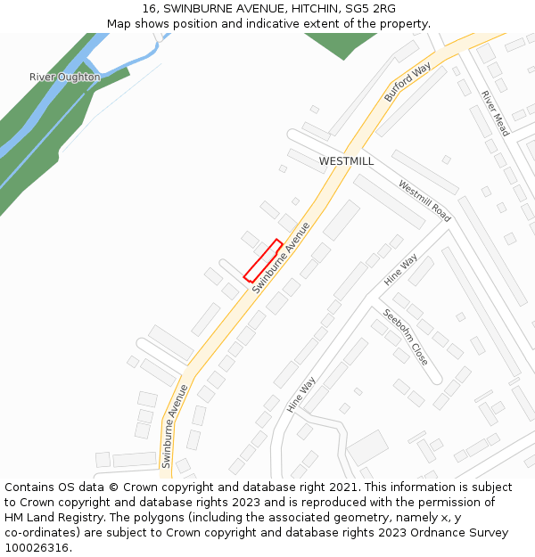 16, SWINBURNE AVENUE, HITCHIN, SG5 2RG: Location map and indicative extent of plot