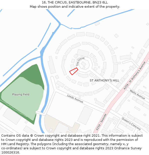 16, THE CIRCUS, EASTBOURNE, BN23 6LL: Location map and indicative extent of plot