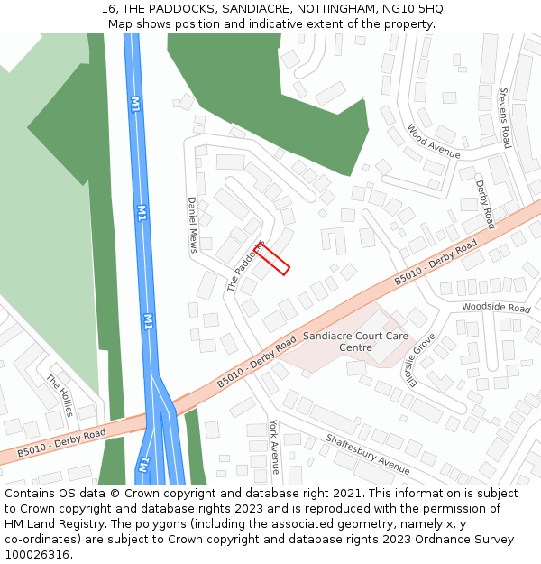 16, THE PADDOCKS, SANDIACRE, NOTTINGHAM, NG10 5HQ: Location map and indicative extent of plot