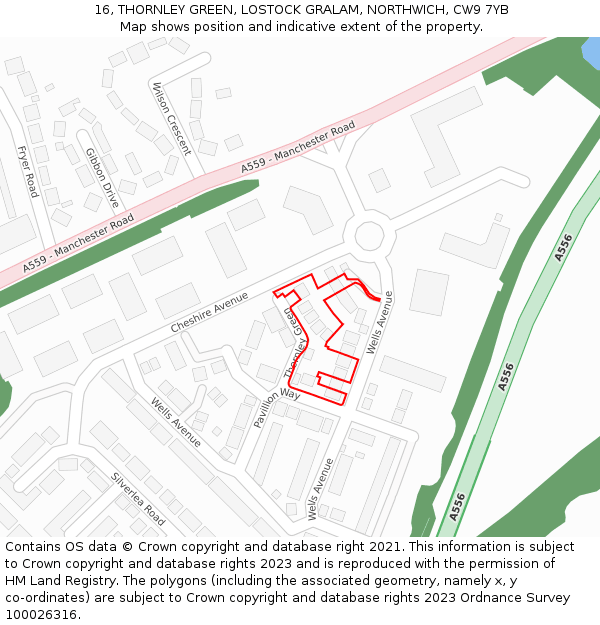 16, THORNLEY GREEN, LOSTOCK GRALAM, NORTHWICH, CW9 7YB: Location map and indicative extent of plot
