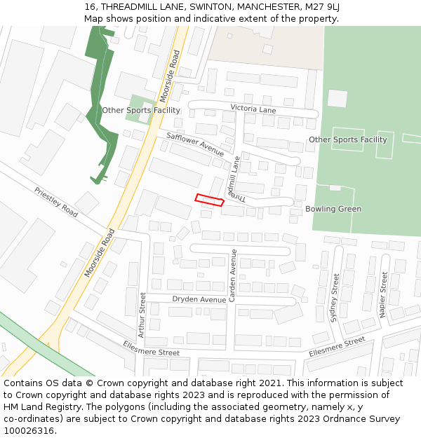 16, THREADMILL LANE, SWINTON, MANCHESTER, M27 9LJ: Location map and indicative extent of plot