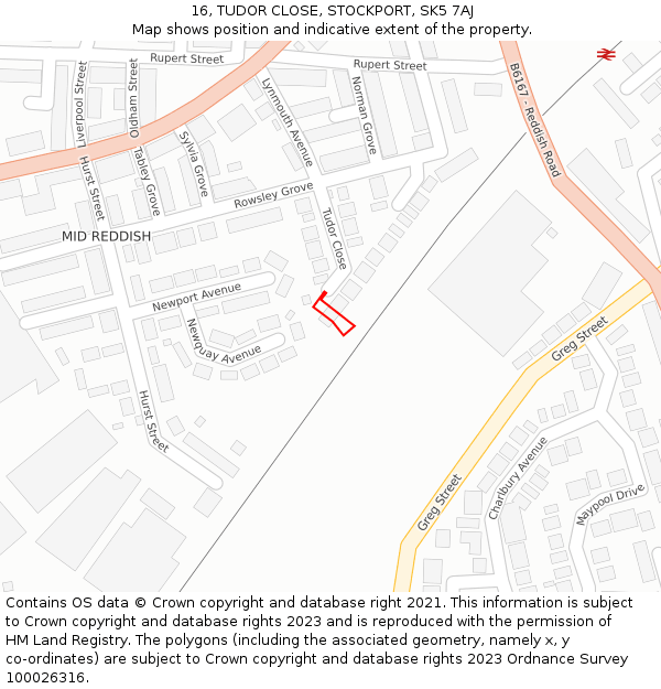 16, TUDOR CLOSE, STOCKPORT, SK5 7AJ: Location map and indicative extent of plot