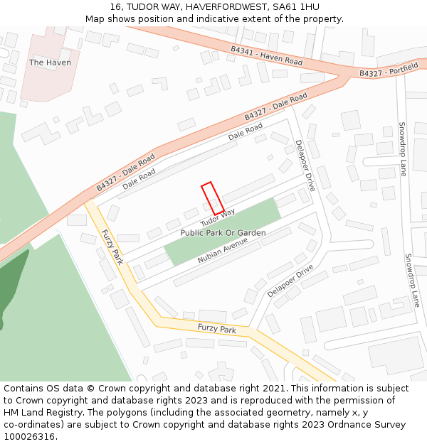 16, TUDOR WAY, HAVERFORDWEST, SA61 1HU: Location map and indicative extent of plot