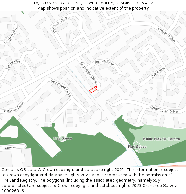 16, TURNBRIDGE CLOSE, LOWER EARLEY, READING, RG6 4UZ: Location map and indicative extent of plot
